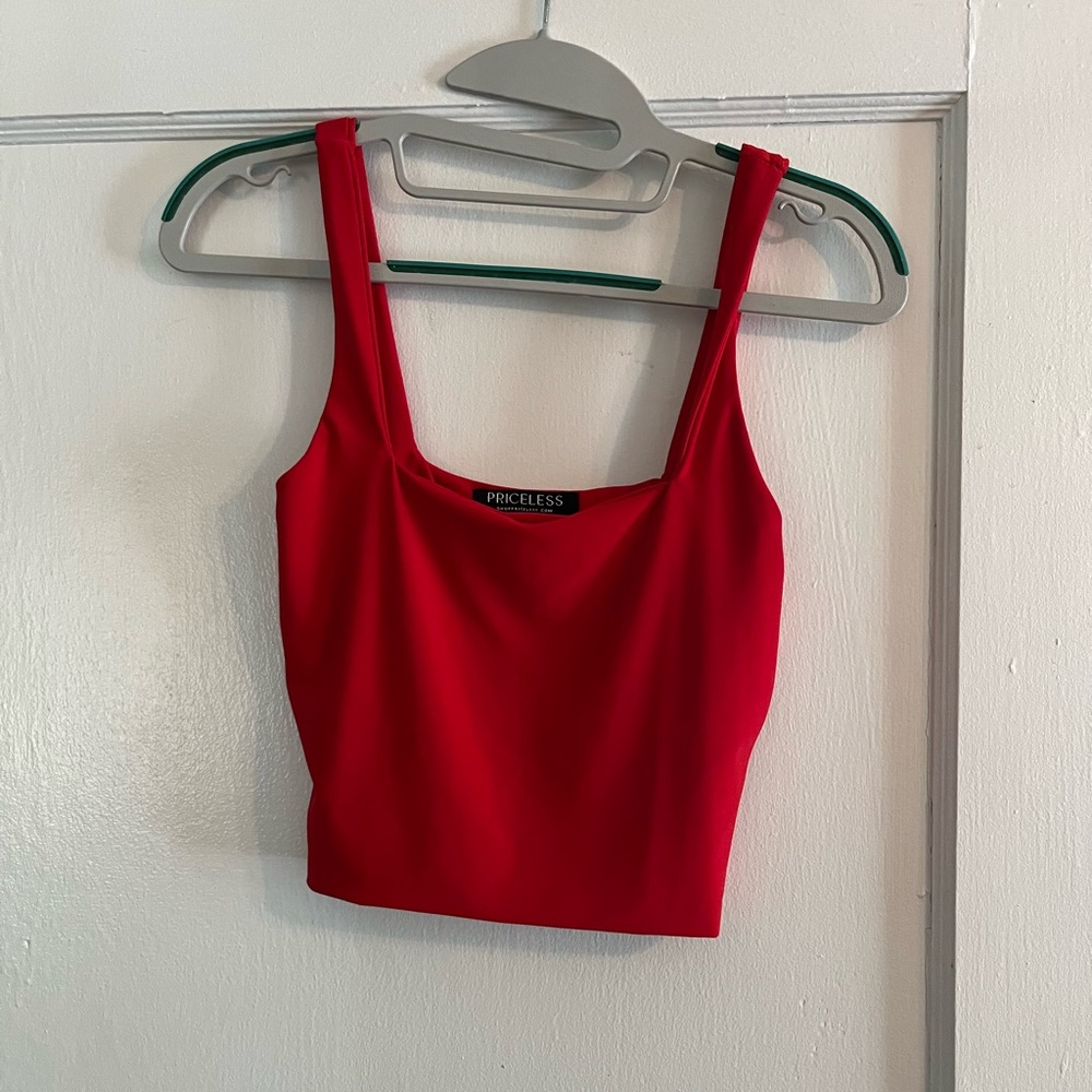 Priceless red square neck crop top! Size small. Worn once